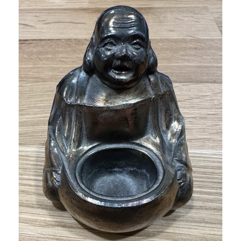 Vtg Metal Sitting Buddha Incense Burner 2.5" Tall Made In Japan Desk Table Top‎